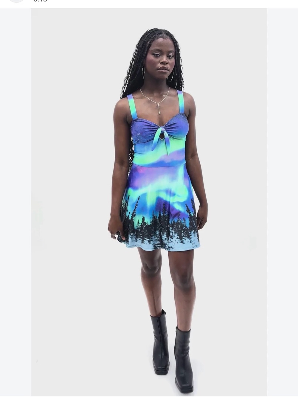 Blackmilk Blue and Green Aurora Tie-Front Mini Dress